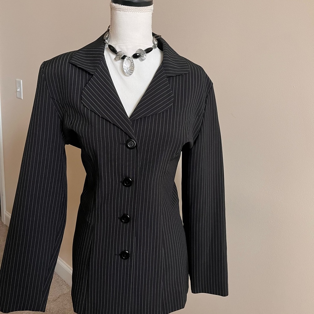 Women's Black Pinstripe Suit